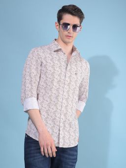 CRIMSOUNE CLUB - Men Brown Printed Cotton Casual Shirt