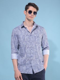 CRIMSOUNE CLUB - Men Purple Abstract Printed Cotton Casual Shirt