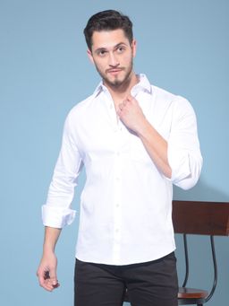 CRIMSOUNE CLUB - Men White Cotton Casual Shirt