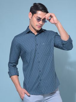 CRIMSOUNE CLUB - Men Green Printed Cotton Casual Shirt