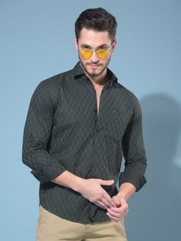 CRIMSOUNE CLUB - Men Green Cotton Printed Casual Shirt