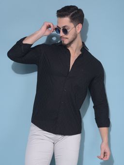 CRIMSOUNE CLUB - Men Black Cotton Printed Casual Shirt