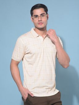 CRIMSOUNE CLUB - Men Beige Printed Polo T-Shirt