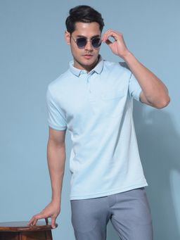 CRIMSOUNE CLUB - Men Blue Solid Polo T-Shirt