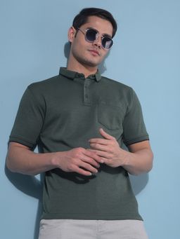 CRIMSOUNE CLUB - Men Green Cotton Polo T-Shirt