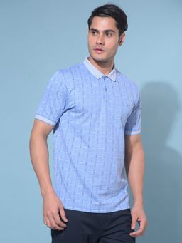 CRIMSOUNE CLUB - Men Blue Printed Polo T-Shirt