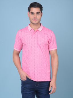 CRIMSOUNE CLUB - Men Pink Printed Polo T-Shirt