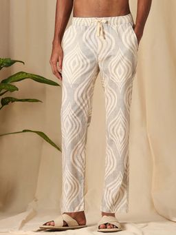 Mufti - Rich Eggshell White Printed Chinos