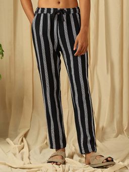 Mufti - Black Stripes Casual Trouser