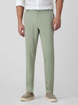 Mufti - Muted Sage Green Solid/Plain Formal Trouser