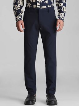 Mufti - Deep Midnight Navy Solid/Plain Formal Trouser