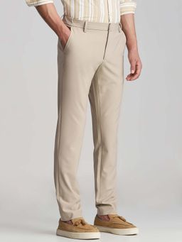 Mufti - Soft Oatmeal Beige Solid/Plain Chinos