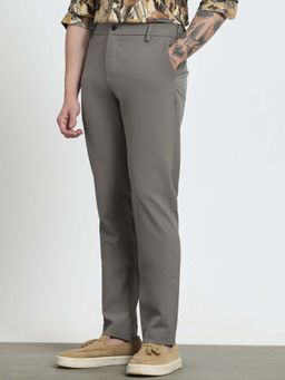 Mufti - Muted Stone Grey Solid/Plain Chinos