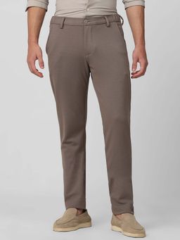 Mufti - Pale Stone Gray Textured Casual Trouser