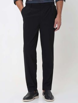 Mufti - Deep Jet Black Pleated Formal Trouser