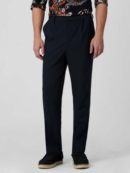 Mufti - Deep Midnight Navy Pleated Formal Trouser