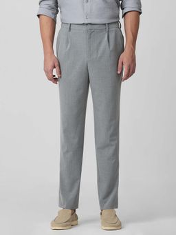 Mufti - Light Stone Grey Pleated Formal Trouser