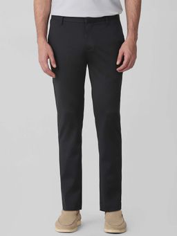 Mufti - Deep Onyx Black Solid/Plain Formal Trouser