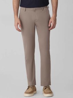 Mufti - Muted Khaki Brown Solid/Plain Formal Trouser