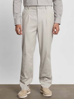 Mufti - Light Stone Grey Pleated Chinos