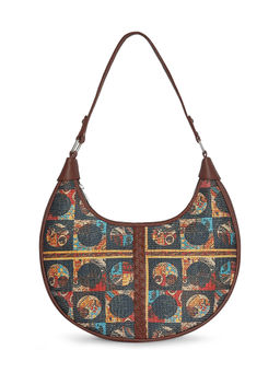 Zouk - Womens Printed Handcrafted and Vegan Leather Half Moon Braided Bag