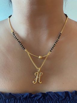 Digital Dress Room - H Cursive Letter Short Mangalsutra