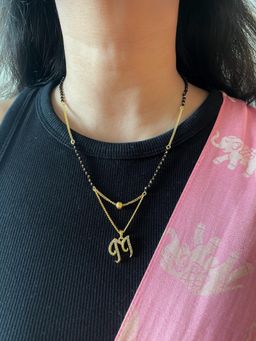 Digital Dress Room - M Cursive Letter Short Mangalsutra