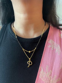 Digital Dress Room - P Cursive Letter Short Mangalsutra