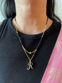 Digital Dress Room - R Cursive Letter Short Mangalsutra