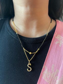 Digital Dress Room - S Cursive Letter Short Mangalsutra