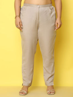 theRebelinme - Womens Stone Solid Smart Tapered Fit Trouser