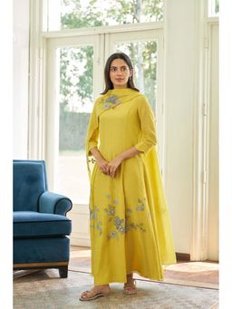 Vaayu - Yellow Daffodil Anarkali with Pant and Dupatta