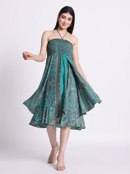 SILSELAH - Teal A-Line Dress
