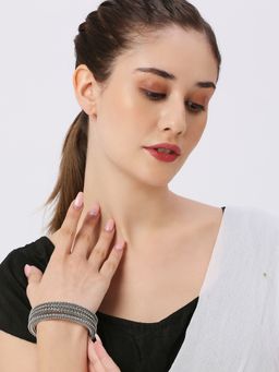 OOMPH - Oxidised Silver Bangles (Pack of 4) (2.6)