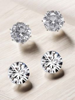 OOMPH - Round Cubic Zirconia Ear Stud Earrings (Pack of 2)