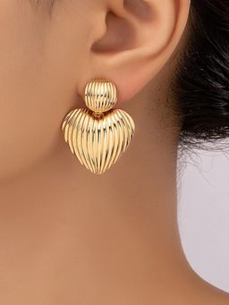 OOMPH - Gold Tone Chunky Retro Heart Shape Fashion Small Drop Earring