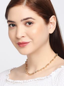 OOMPH - Gold Tone Thick Interwoven Link Chain Choker Necklace