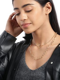 OOMPH - Gold Tone Link Chain Multi Layer Necklace