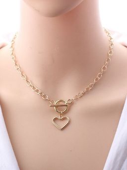 OOMPH - Gold Tone Link Chain Heart Necklace