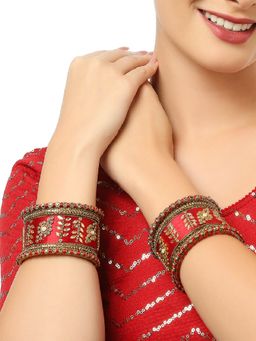 OOMPH - Red Bridal Chuda Bangles (Pack of 10) (2.6)
