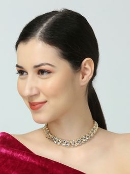 OOMPH - Gold Kundan Choker Necklace - Indo-Western Look