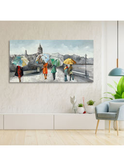 HomeTown - Ilona Rainy Day Canvas Hand Painted Painting, Multi Color 120X60Cm
