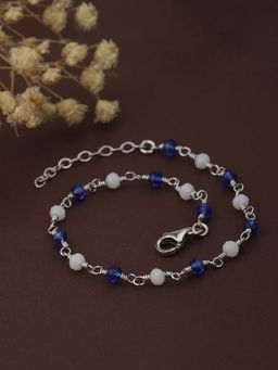 Carlton London - Women Silver-Toned Blue Brass Rhodium-Plated Charm Bracelet FJB3808