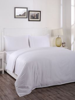 Maspar - Colorart Viola 300 TC Cotton White Solid Double Duvet Cover With 2 Pillow Case