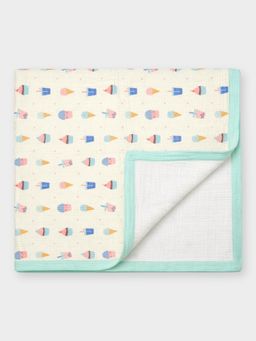 Mi Arcus - 100% Cotton Printed Blanket - White (0-12 Months)