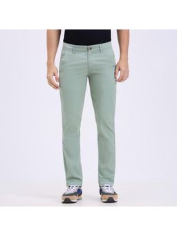 Pepe Jeans - Men Green Overdyed Mid Rise Casual Trouser