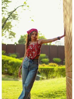 HOUSE OF LEELA - KANJAL Jaipur Screen Print Boho Crop Top