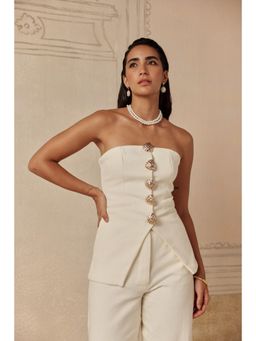 Sage By Mala - Faubourg White Waistcoat Style Top