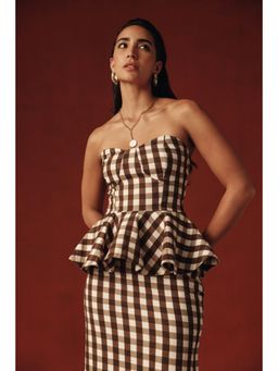 Sage By Mala - Brown Vichy Peplum Bustier