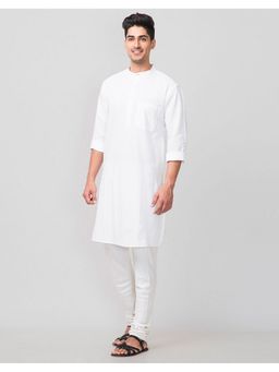 Fabindia - Men White Cotton Solid Straight Kurta